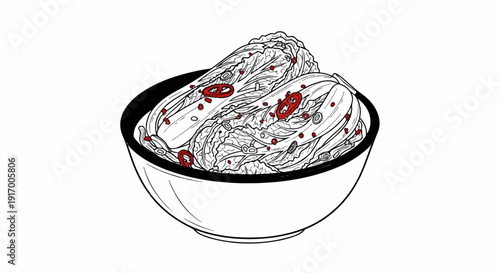 A black bowl filled with two heads of spicy fermented cabbage