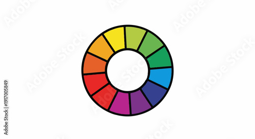 A circular color wheel with twelve segments displaying various hues