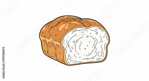 A loaf of bread with a golden crust and a white, airy interior