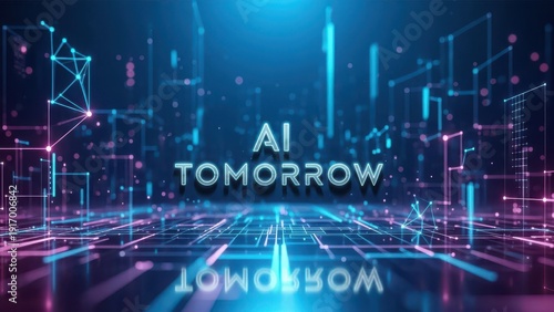 Abstract technological background with glowing grid and circuits symbolizing AI tomorrow
