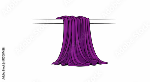 A rich purple cloth draped over a thin horizontal bar