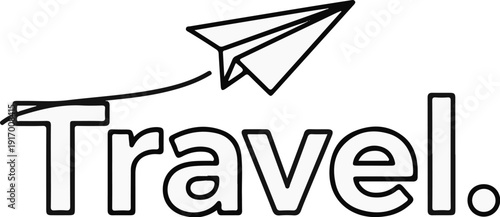 A paper airplane flies above the word "Travel.