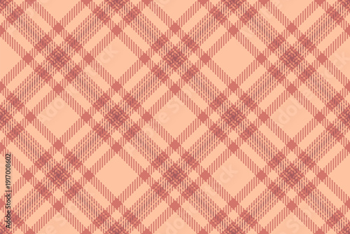 Trend fabric textile seamless, uk tartan vector texture. Part background check plaid pattern in red and orange colors.
