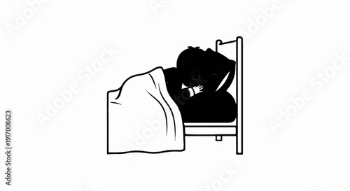 A person sleeps soundly under a blanket in a bed