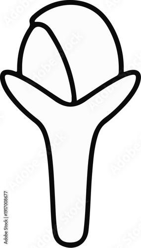 A simple black and white line drawing of a single clove spice