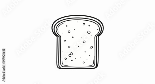 A simple black and white line drawing of a single slice of bread