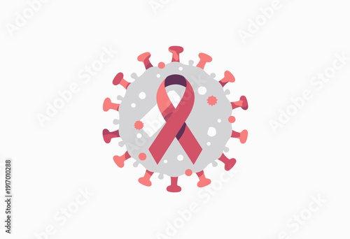 clean presentation background stylized HIV virus model watermark center Very faint grey opacity white Virology theme