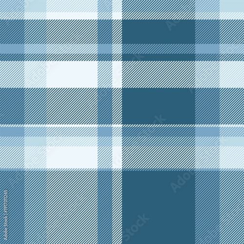 Professional textile plaid pattern, close-up vector background tartan. Net texture seamless fabric check in cyan and alice blue colors.