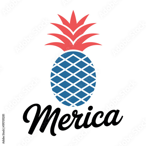 A stylized illustration of a pineapple with the word Merica written below it