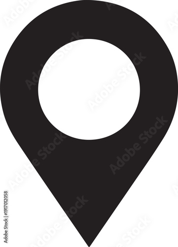Map Location Pin Icon Black and White – GPS Navigation Marker Vector Symbol