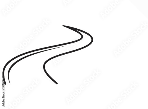 Abstract black lines suggesting a winding path or road on a white background