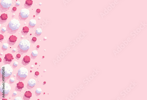 Streptococcus slide background Chains spherical bacteria forming border left side Soft pink white