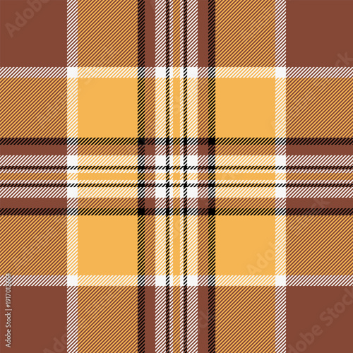 Group tartan check background, sketch textile texture vector. Sixties seamless plaid fabric pattern in red and amber colors.