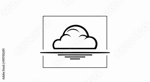 Stylized cloud over abstract water or horizon lines in frame