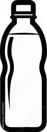 Black and white icon of a plastic bottle filled with liquid