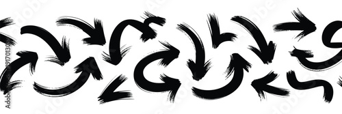 Abstract black arrows forming a complex, interconnected pattern on a white background isolated on white background, Vector, illustration