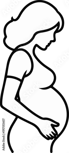 Silhouette of a pregnant woman with her hands resting on her belly