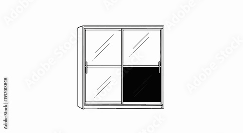 Simple line drawing of a modern cabinet with four doors