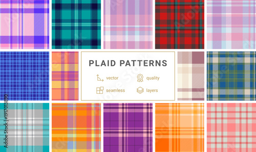 Vintage style plaid pattern inspired by retro textiles. Nostalgic tartan charm enhances invitations, scrapbooking, crafts. Vector detailing preserves authenticity.