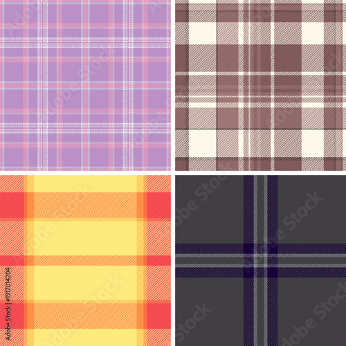 Plaid pack created for pillows and bolsters. Tartan designs bring warm, cozy accents to living spaces. Vector scalability ensures quality.