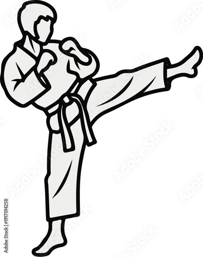 Martial artist executing a powerful side kick