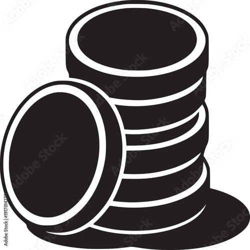 Stack of coins representing growth, investment, savings and financial success in monochrome style