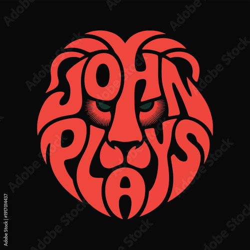 John plays logo featuring a stylized lion head with intricate design elements. isolated on white background, Vector, illustration