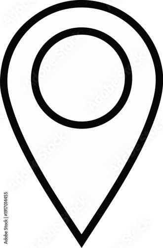 Simple black and white outline of a location marker icon on a white background