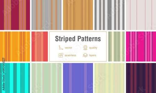 Modern striped bundle created for branding systems. This pack helps build visual identity across print and digital assets. Clean vectors remain editable.