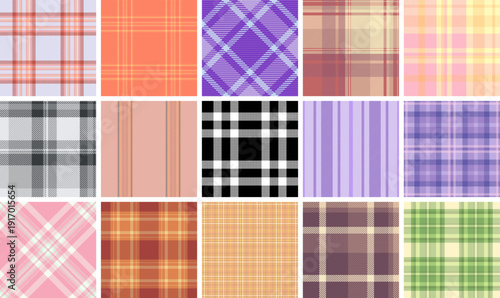 Vintage plaid pattern pack for product inserts. Retro tartan style strengthens brand tone. Vector repeats align cleanly.