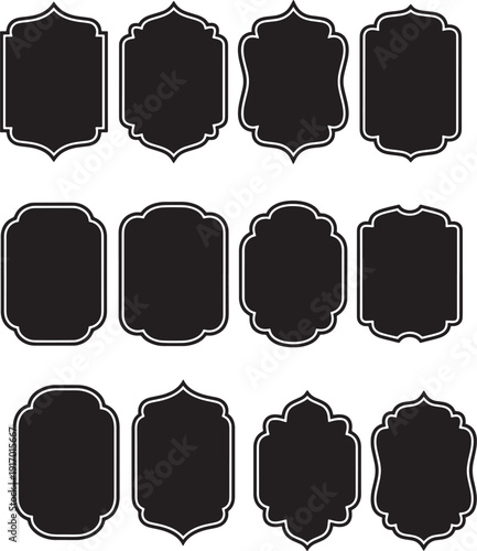 Set of vintage frames and labels