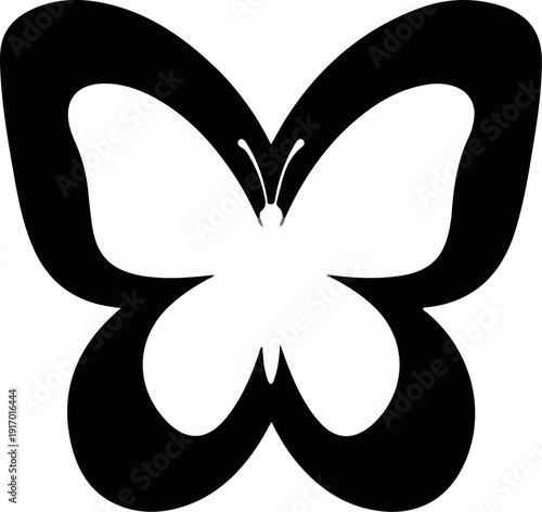Bold graphic silhouette of a butterfly with symmetrical wings