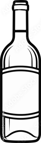 A minimalist outline of a tall bottle with a blank label