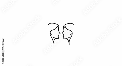 Minimalist line art of two profiles facing each other