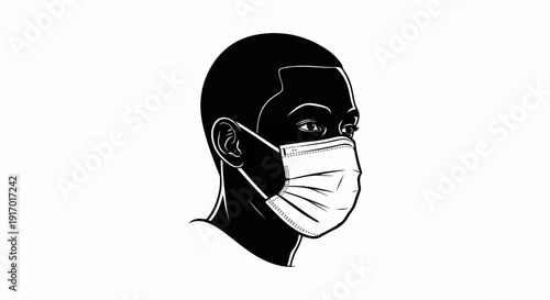 Stylized illustration of a person wearing a surgical mask