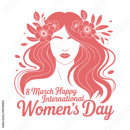 A woman with flowers in her hair celebrating International Women's Day