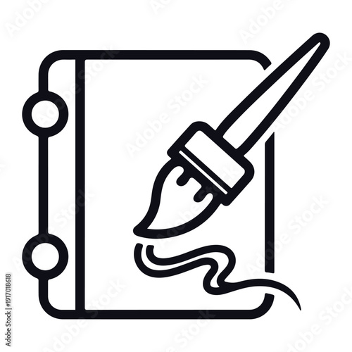 Artistic creation with a paintbrush and sketchbook icon