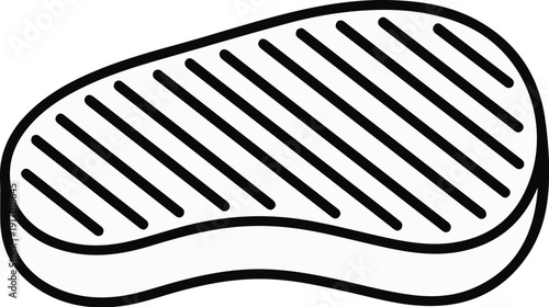 Simple line art of a grilled steak with diagonal grill marks