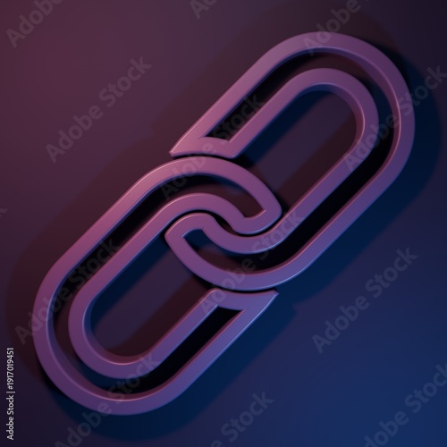 Purple Chain link icon isolated on purple-blue background. Link single. Minimalism concept. 3D render illustration