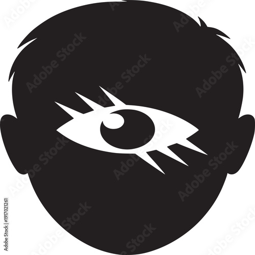 Abstract person silhouette with stylized eye, dark and mysterious concept art for creative projects