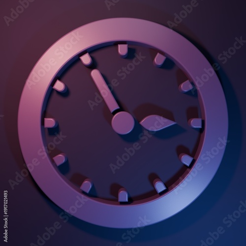Purple Sauna clock icon isolated on purple-blue background. Sauna timer. Minimalism concept. 3D render illustration