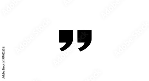 Quotation marks icon in black silhouette on gray background