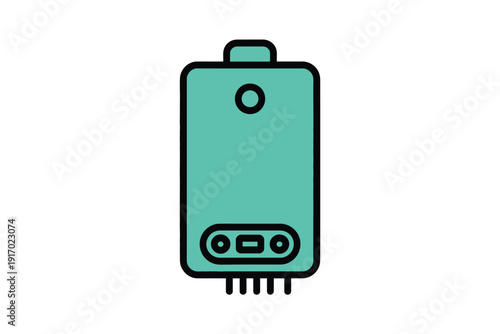 Compact gas water heater appliance icon sits isolated on a white.