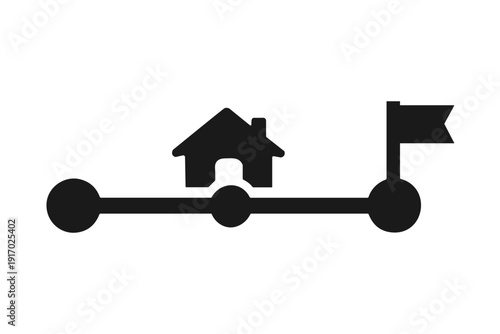 real estate journey milestone property goal solid black icon set vector illustration