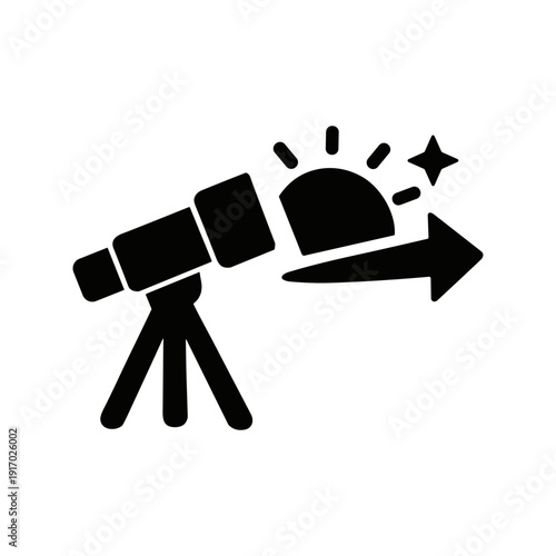 market outlook vision growth forecast solid black icon set vector illustration