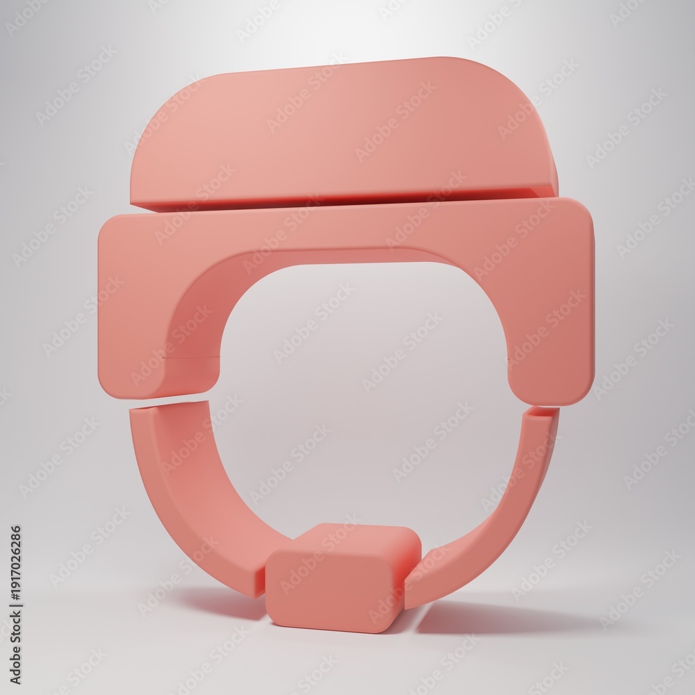 Obraz premium Pink Military helmet icon isolated on pink background. Army hat symbol of defense and protect. Protective hat. Minimalism concept. 3D render illustration