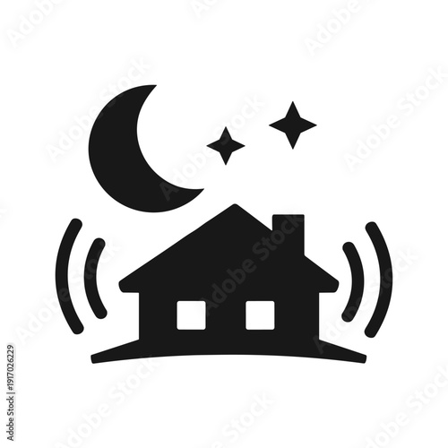 solid black icon set vector illustration smart home security