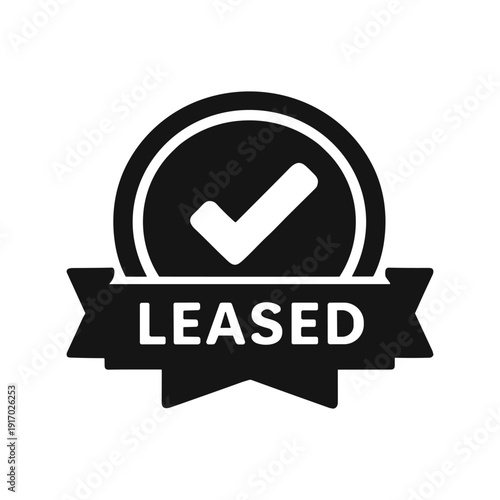 solid black icon set vector illustration leased approval badge