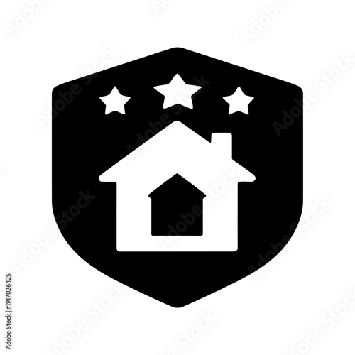home insurance protection shield security real estate solid black icon set vector illustration