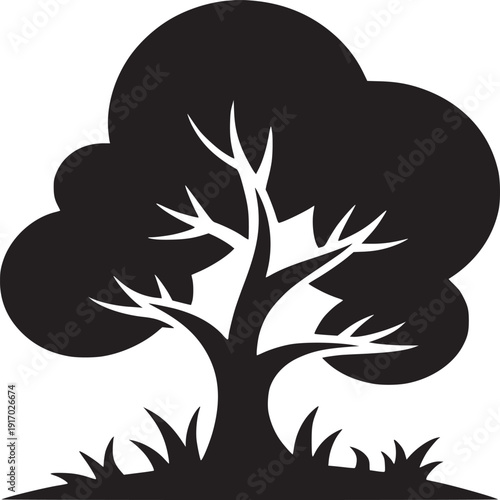 Striking minimalist tree design element with bold graphic appeal for logos and nature concepts